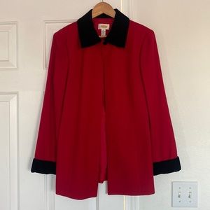Vintage Talbots Red Coat with Black Collar and Cuffs